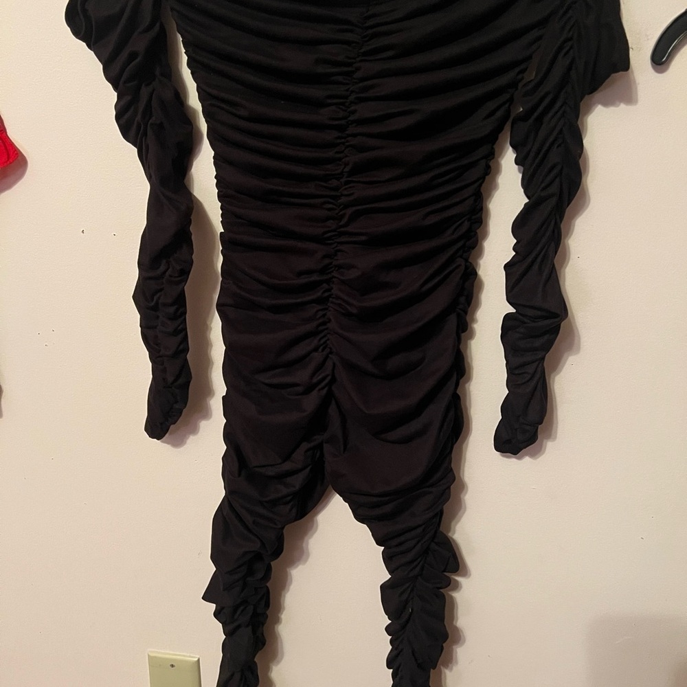 Black Ruched Long Sleeve Jumpsuit